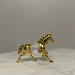Vintage Lencia Star Collection Gold Austrian Crystal Miniature Horse Figurine